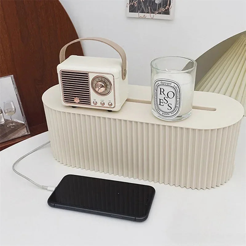 Cortex Nordic Cable Organiser Box – Plug Board Storage for WiFi Router, Cables & Desktop Accessories