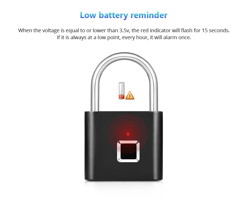 Cortex Smart Fingerprint Padlock – Waterproof Biometric Lock with Rechargeable Battery