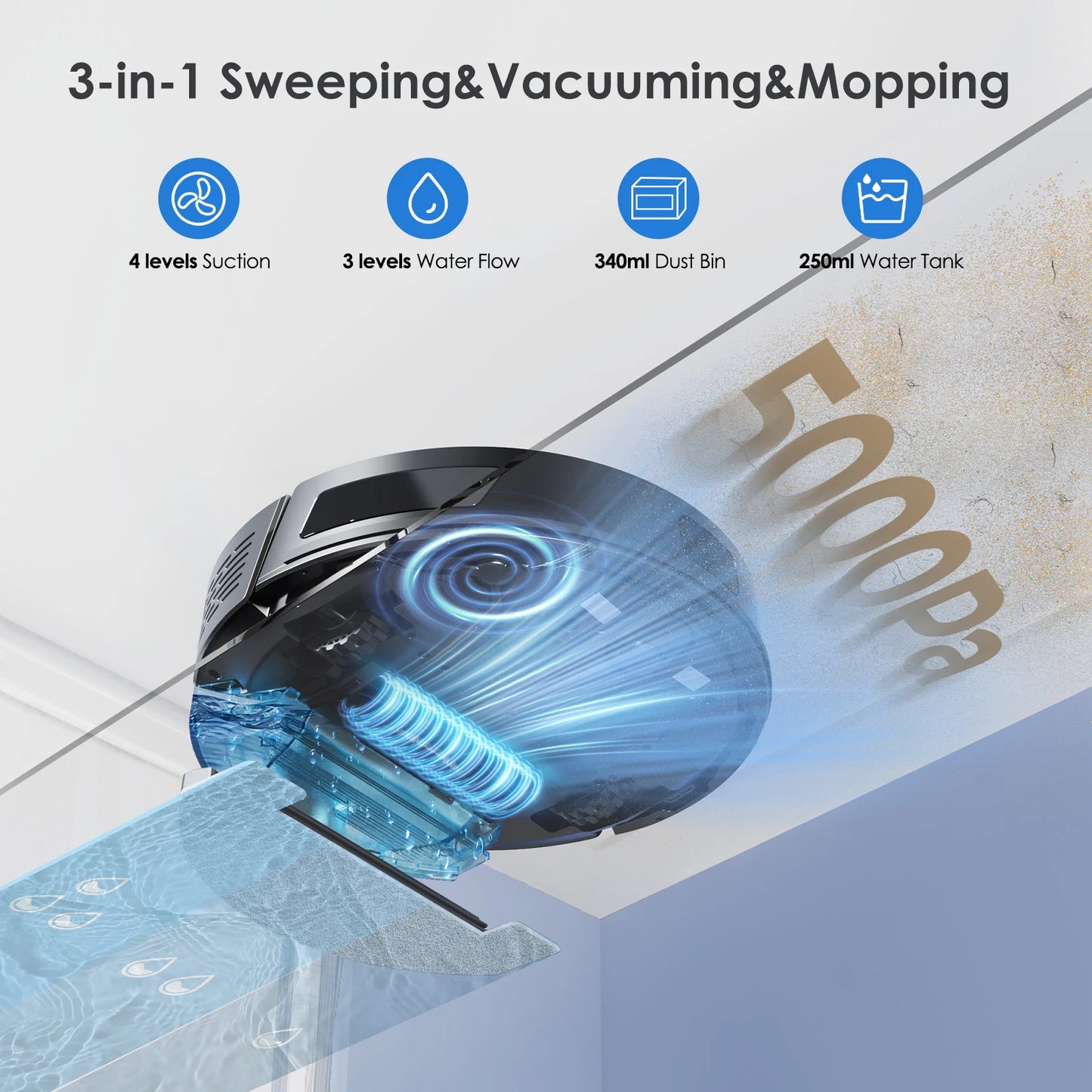 🤖 Cortex L15 Robot Vacuum & Mop Combo – 5000Pa Suction, Smart Mapping, 3-in-1 Cleaning