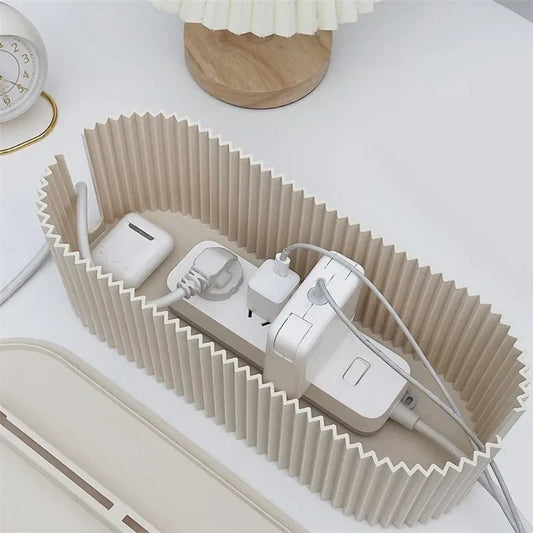 Cortex Nordic Cable Organiser Box – Plug Board Storage for WiFi Router, Cables & Desktop Accessories